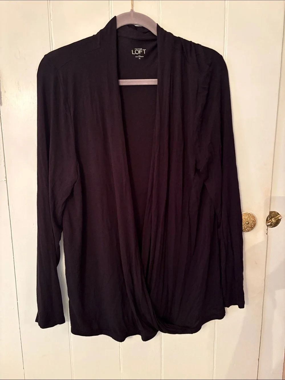 LOFT Black Draped Open-Front Criss Cross Cardigan NWT XL